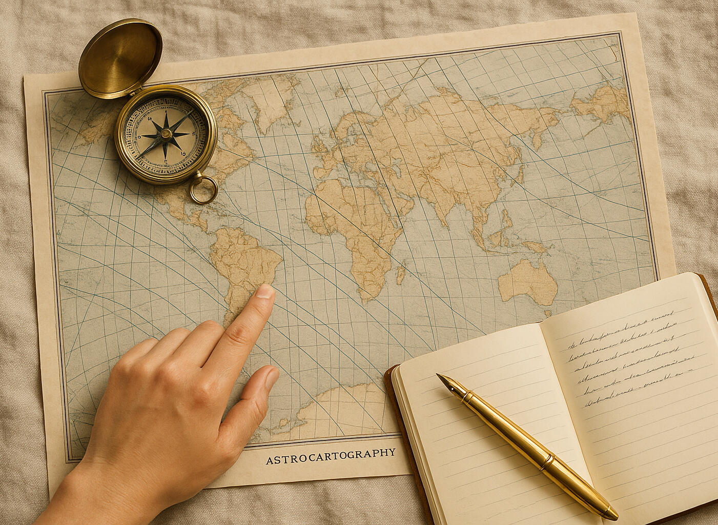 Astrocartography — the sacred geography of your birth chart Astrocartography world map showing planetary lines used in relocation astrology readings